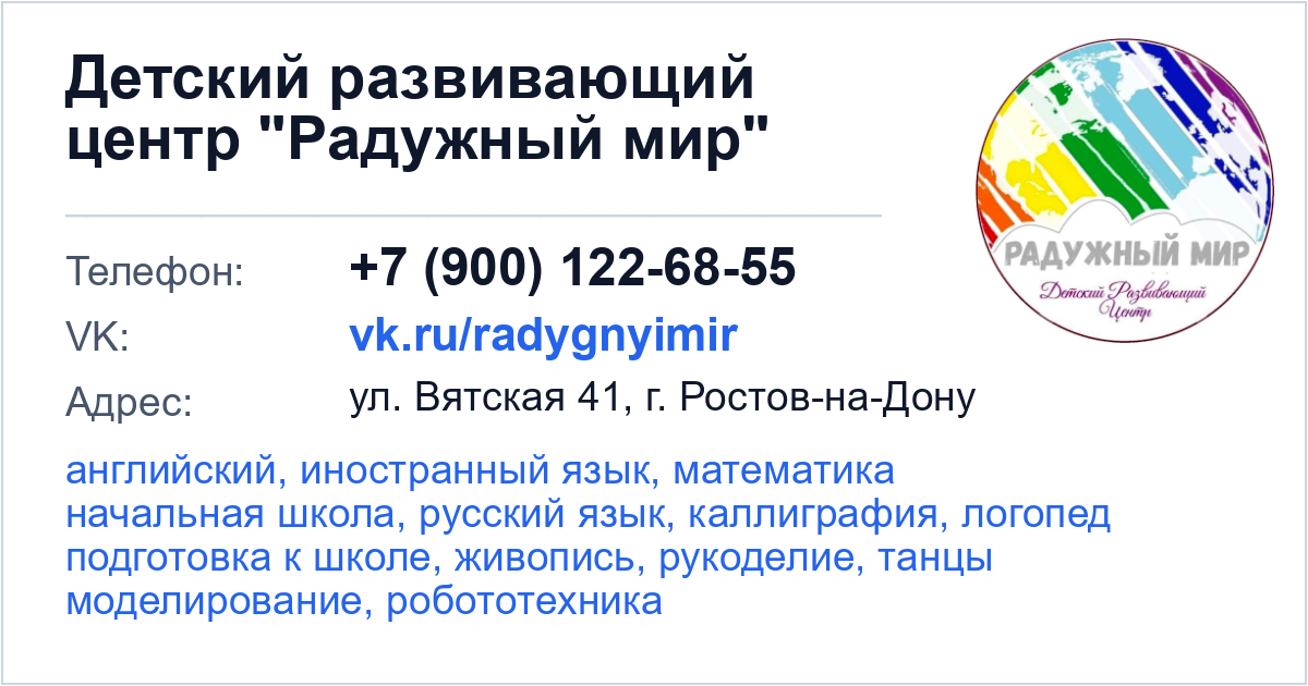 Пример цифровой визитки